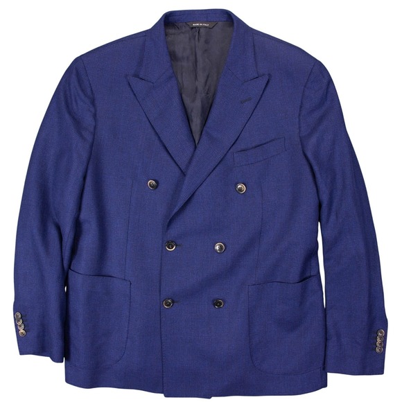 Lanificio Saks Fifth Ave Mens 44R Blue Wool Silk Blend...